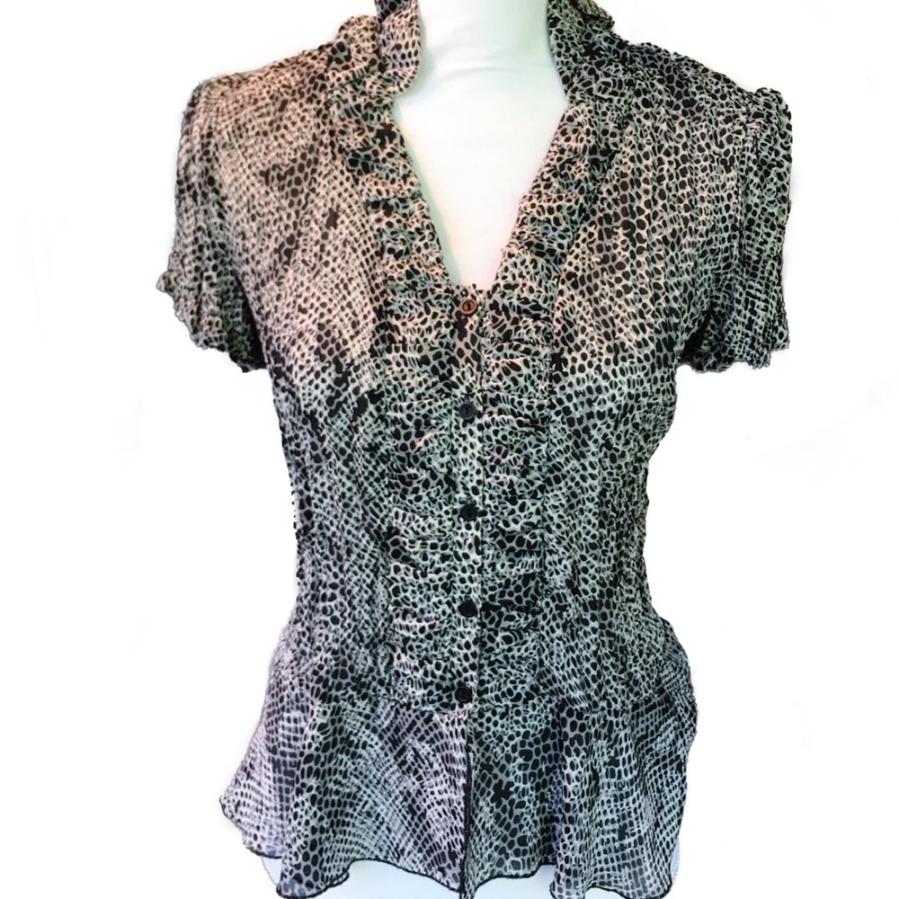 Allison Taylor Women’s Button Front Ruffled Top S - Picture 2 of 4
